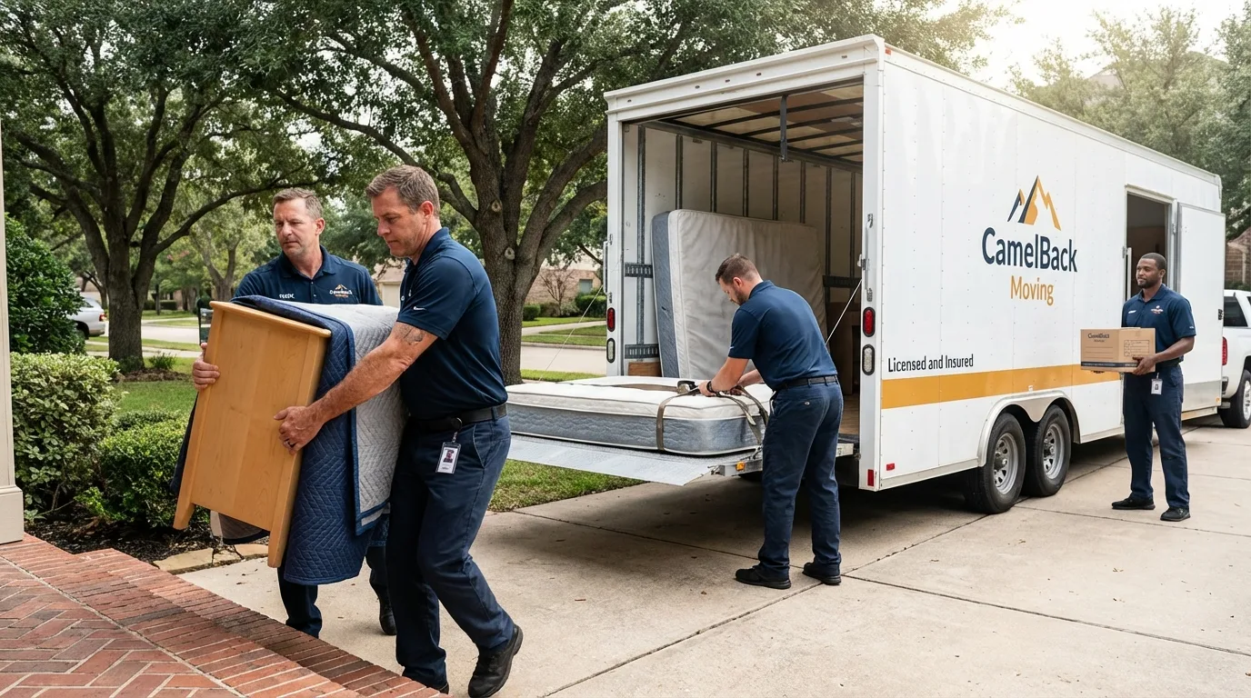Crew loading residential truck for cross-state move from Shrewsbury, MA