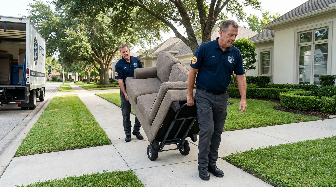 Local residential moving crew loading furniture in Shrewsbury, MA